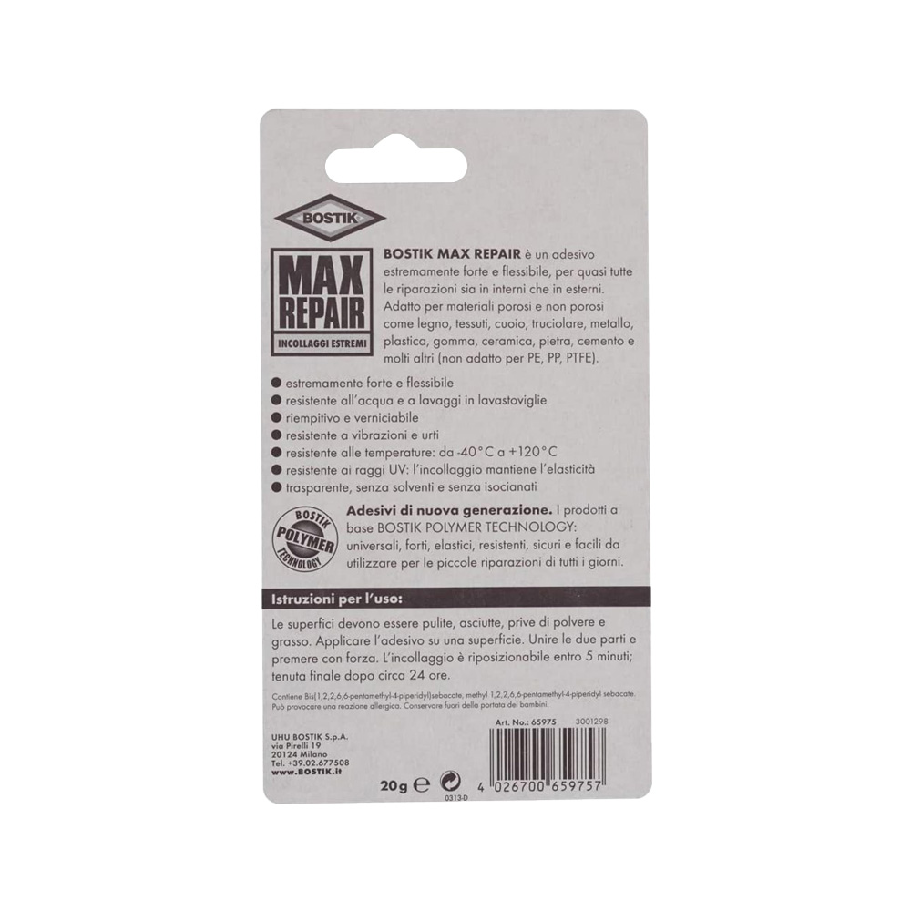 Adesivo universale Forte ed Elastico Max Repair Extreme BOSTIK 20 g